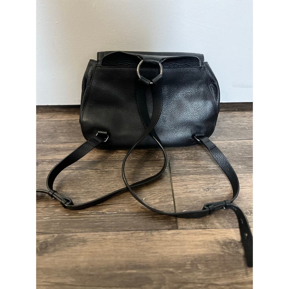 Halston Heritage Black Leather Mini Backpack Suede Lined Minimalist Quiet Luxury - Picture 4 of 8